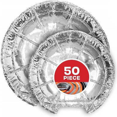 Maison Products Round Electric Stove Burner Covers (50 Pack) 8 Inch Disposable Stove Top Aluminum Foil Bib Liners
