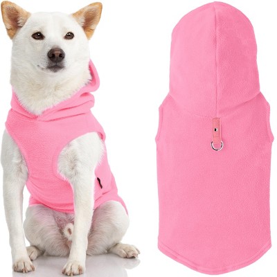 Gooby Fleece Vest Hoodie Dog Sweater Pink, Large