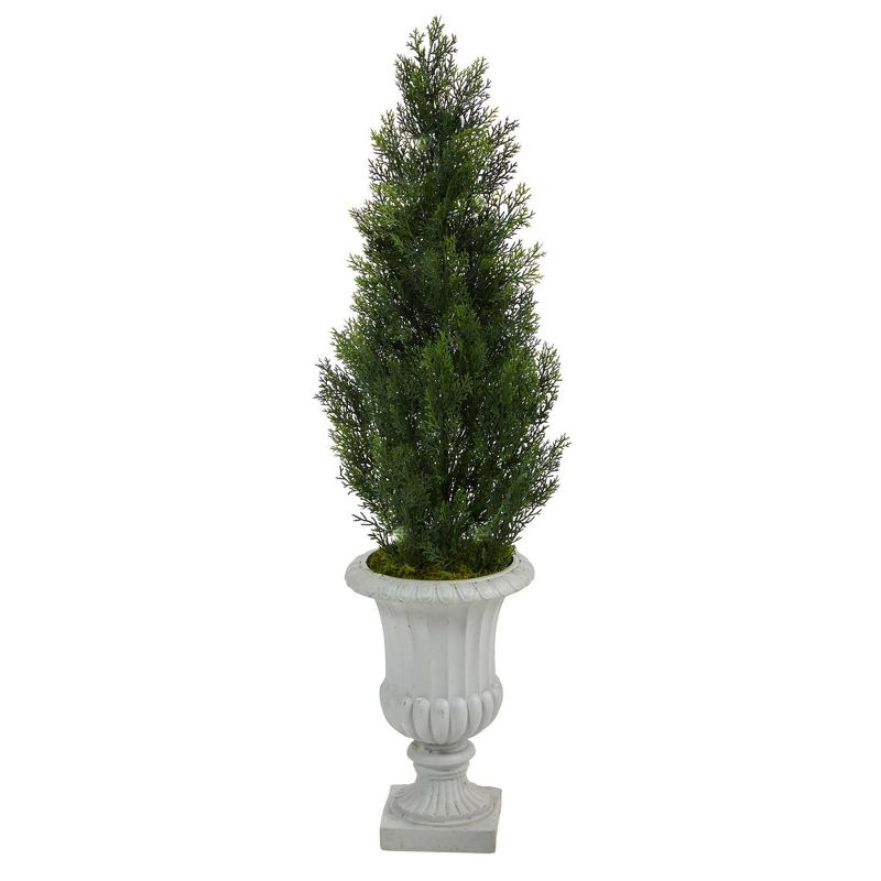46&#34; Indoor/Outdoor Mini Cedar Artificial Pine Tree in Decorative Urn - Nearly Natural, 1 of 6