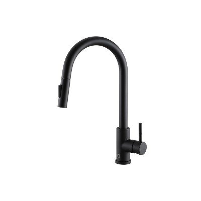 Elegant Lighting Luca Single Handle Pull Down Sprayer Kitchen Faucet with touch sensor in Matte Black