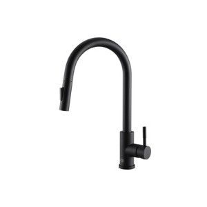 Elegant Lighting Luca Single Handle Pull Down Sprayer Kitchen Faucet with touch sensor in Matte Black - 1 of 4