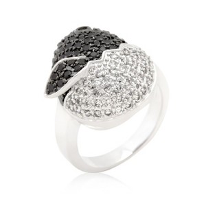 Slickblue Women's 6.25 Ct. Cubic Zirconia Baby Chick Ring, Black and White Design, Silvertone Plated, Size 5-10 - 1 of 4