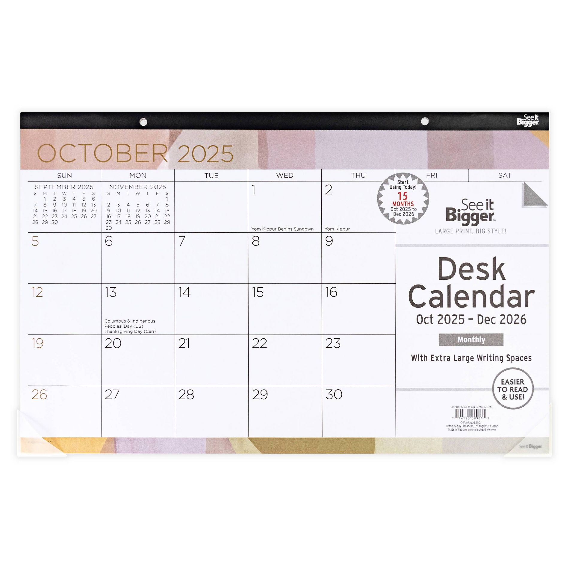 See It Bigger 2025-2026 15 Months 11"x17" Monthly Desk Pad Calendar