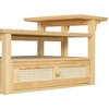 Vynxaria Modern Coffee Table, Coffee Table with 1 Storage Shelf, 2 Tabletops and 1 Rattan Drawer For Living Room - 4 of 4