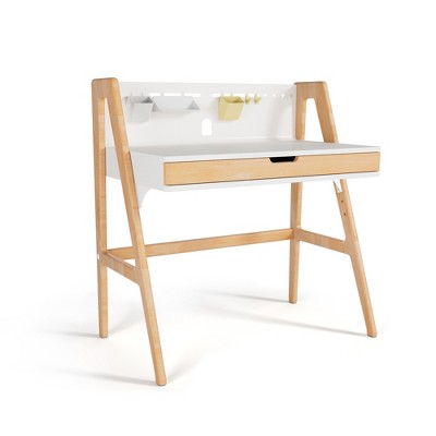 JUJABU 35.4" Kids Adjustable Study Wooden Desk with 3-Level Lifting for Bedroom, Balcony, or Small Spaces