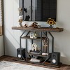 47.3" Long Console Table Industrial Sofa Table with Geometric Base Storage Shelf BROWN - 3 of 4