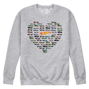 Men's - Hot Wheels - Valentine's Hot Wheels Heart Graphic Fleece Sweatshirt - 1 of 4