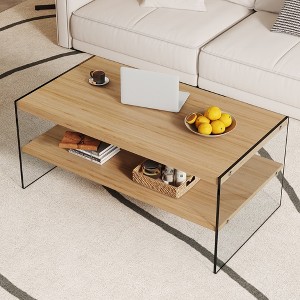 MAYEERTY Double Layered Rectangular Coffee Table for Living Rooms and Bedrooms - 1 of 4