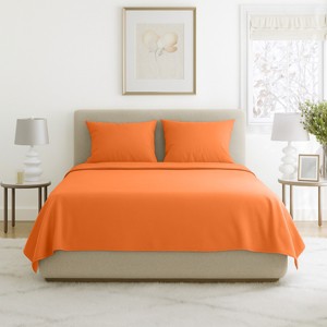 Hastings Home Queen Size Brushed Microfiber 4 Piece Bed Sheet and Linen Set with Stain Resistant Fitted and Flat Sheets - Orange - 1 of 4