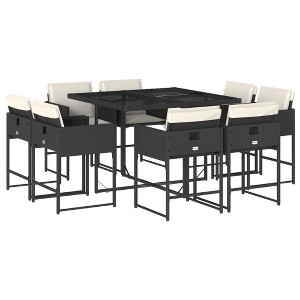 vidaXL Patio Dining Set Set of 8 Black and cream white - 1 of 4