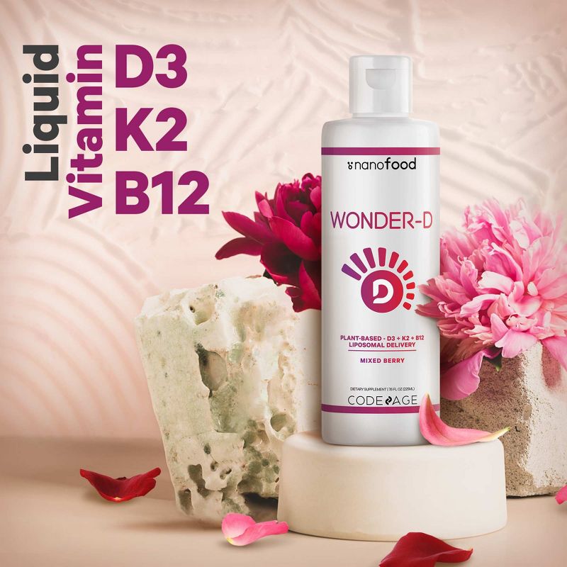 Codeage Liposomal Wonder-D, Vitamin D3 + K2 + B12 Liquid Supplement - 7.6 fl oz, 4 of 9