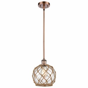 Farmhouse Rope - 1 Light Stem Hung Mini Pendant In Industrial Style-10 Inches Tall and 8 Inches Wide - 1 of 1