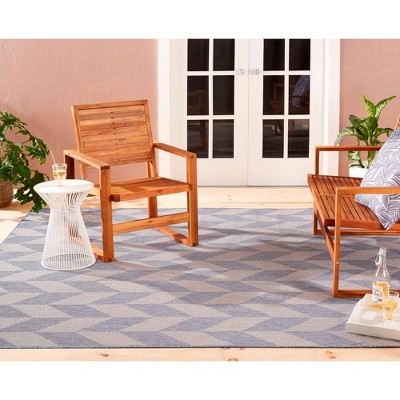 Calla Chic Herringbone 7'9"x10'2" Indoor/Outdoor Area Rug in Blue/Gray