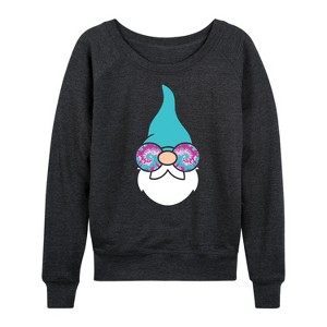 Women's - Instant Message - Boho Gnome with Glasses Lightweight French Terry Wide Neck Long Sleeve Graphic Shirt - 1 of 4