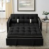 MAYEERTY 55.5 Inch Modern Pull Out Sleep Sofa Bed 2 Seater Loveseat Side Pockets Adjustable Backrest Lumbar Pillows Apartment Office Living Room - 2 of 4