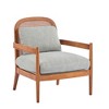 26.6" Fabric Mid-Century Accent Chairs Set of 2 with Walnut Frame and Rattan Backrest - 4 of 4