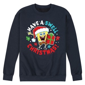 Men's - SpongeBob SquarePants - Have A Swell Christmas Graphic Fleece Sweatshirt - 1 of 4