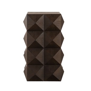 NicBex 23.6" Square Retro Side Table Carved Wood Pattern Nightstand or Accent Table for Bedroom - 1 of 4