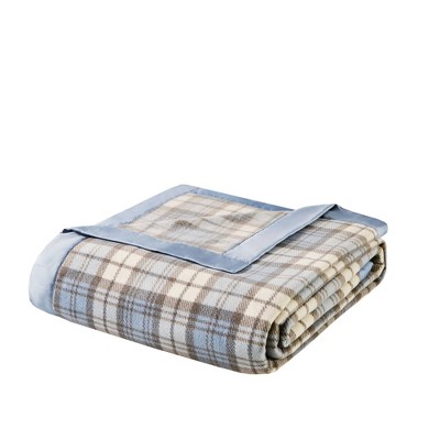 Twin Micro Fleece Blanket Blue Plaid