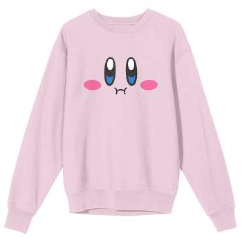Kirby Full Big Face Crew Neck Long Sleeve Cradle Pink Men's Sweatshirt