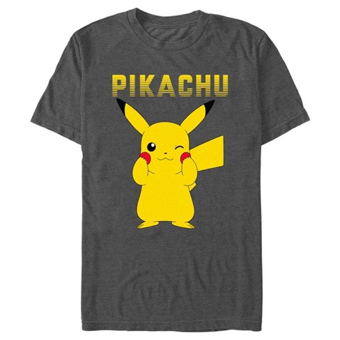 Men's Pokemon Pikachu Red Cheeks T-shirt - Charcoal Heather - X