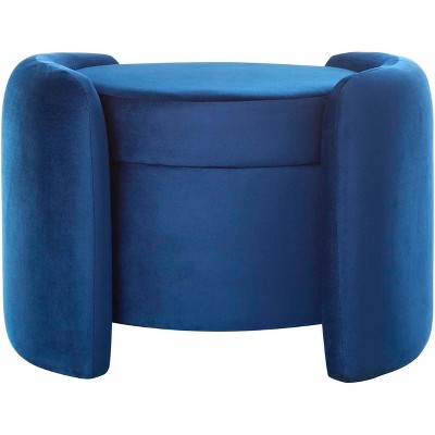 Nebula Midnight Blue Velvet 28" Ottoman with Storage