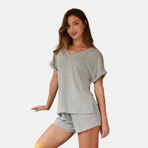 Women's Cozy Ribbed Knit Loungewear Set - Cupshe - 1 of 4
