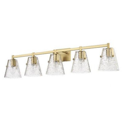 Analia Modern Gold 5-Light Vanity with Clear Ribbed Glass Shades