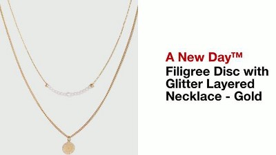 A Layered Filigree Target : - New Day™ Necklace With Gold Glitter Disc