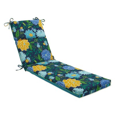 72.5" x 21" Outdoor/Indoor Chaise Lounge Cushion Spring Bling Blue/Sea Island Stripe Blue - Pillow Perfect