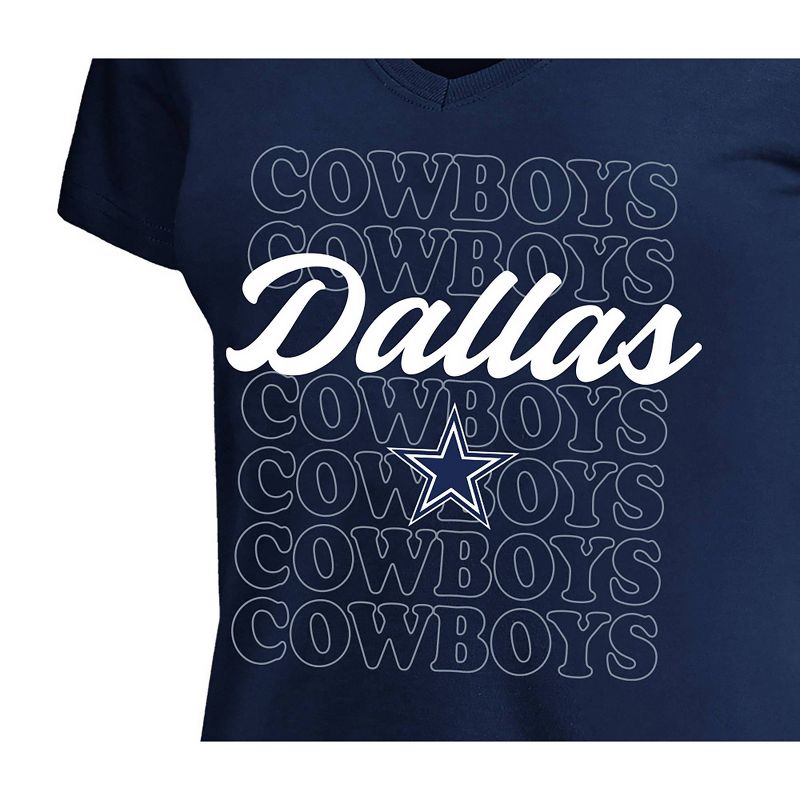 NFL Dallas Cowboys Women's Plus Size Short Sleeve V-Neck T-Shirt, 3 of 4