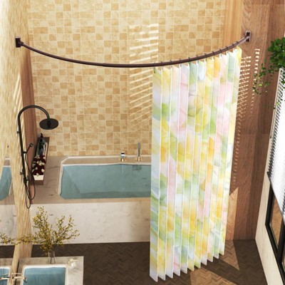 LunaLulinlk Curved Shower Curtain Rod 43-72 Inches Adjustable, Shower Rods for Bathroom Aluminum Rustproof