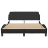 vidaXL Elegant Double Bed Frame with Headboard - Black Faux Leather/Metal/Pine Wood Bedroom Furniture, 81.9"x55.9", Supports and Plywood Slats - 3 of 4