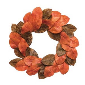 Transpac Fabric 20 in. Multicolor Harvest Mighty Magnolia Leaves Wreath - 1 of 2