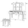 NicBex Vanity Desk with Mirror Dressing Table with Foldable Mirror, 3 Drawers, Makeup Desk with Cushioned Stool for Apartment - 2 of 4
