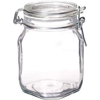 Bormioli Rocco Fido Clear Glass Jar with 85 mm Gasket, 1 Liter (Pack of 2)