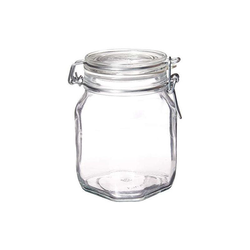 Bormioli Rocco Fido Clear Glass Jar with 85 mm Gasket, 1 Liter (Pack of 2), 1 of 6