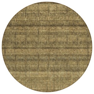 Brown Beige And Chocolate Striped Washable Indoor Outdoor Area Rug - 1 of 4