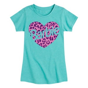 Girls' - Barbie - Leopard Heart Logo Fitted Short Sleeve Graphic T-Shirt - 1 of 3