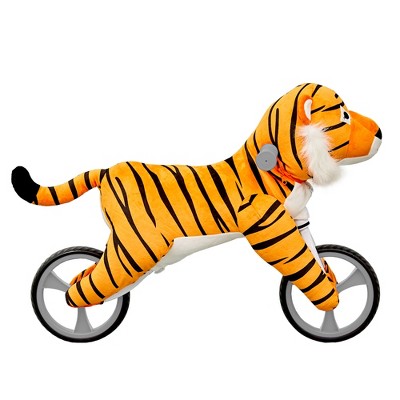 Wonder&Wise Kid's Animal Plush Toddler 20.5 Inch Tall Adjustable Training Balance Bike Ride On Toy, Ages 2 Years Old to 5 Years Old, Tiger