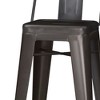 Industrial Metal Barstool with Curved Slatted Back, Footrest, and Cross Brace, Set of 2 for Kitchen, Bar, or Condo - 3 of 4