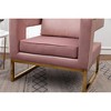 Velvet-Like Contemporary Accent Armchair with Cut-Out Armrests and Gold Metal Frame - 4 of 4