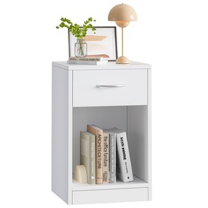 SKONYON 2-Tier Nightstand with Drawer - White Modern End Table for Bedroom, Living Room, or Office, Versatile Side Table for Sofa or Bedside - 1 of 4