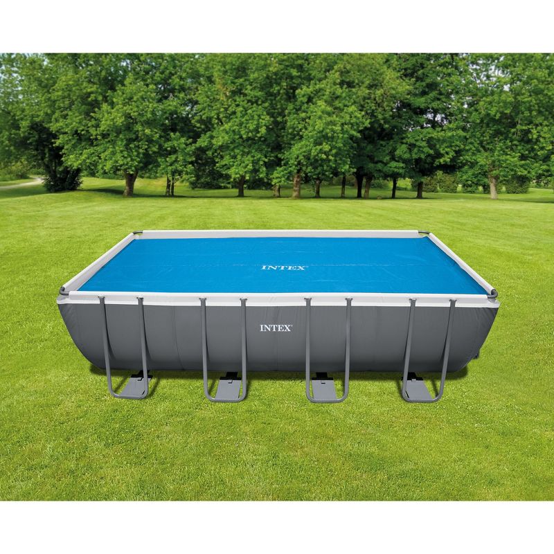 Intex Solar Pool Cover for 18' x 9' Rectangular Frame Outdoor Swimming Pools with Carrying Storage Bag, (Pool Cover Only), Blue, 2 of 7