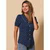 INSPIRE CHIC Women's Vintage Polka Dots Peter Pan Collar Puff Short Sleeve Shirt - 2 of 4