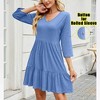 Womens Summer Midi Dress 3/4 Sleeve V Neck Highwaist Tiered Sun Dress A Line Midi Flowy Smock Dress with Roll Sleeve Summer Casual Dress - 2 of 4