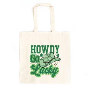 City Creek Prints Howdy Go Lucky Cowboy Hat Canvas Tote Bag - 15x16 - Natural - 1 of 2