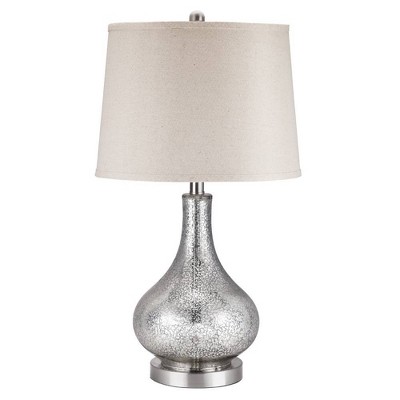 24" Glass Gourd Table Lamp (Includes LED Light Bulb) Silver - Cresswell Lighting