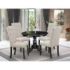 5-Piece Wire Brushed Black Finish Solid Wood Top Dining table with 4 Chairs with - 2 of 4