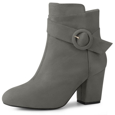 Allegra K Women's Round Toe Block Heel Ankle Booties